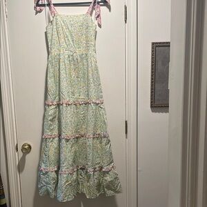 Lost + Wander Multi Colored Small Flowers Tiered Maxi Sundress